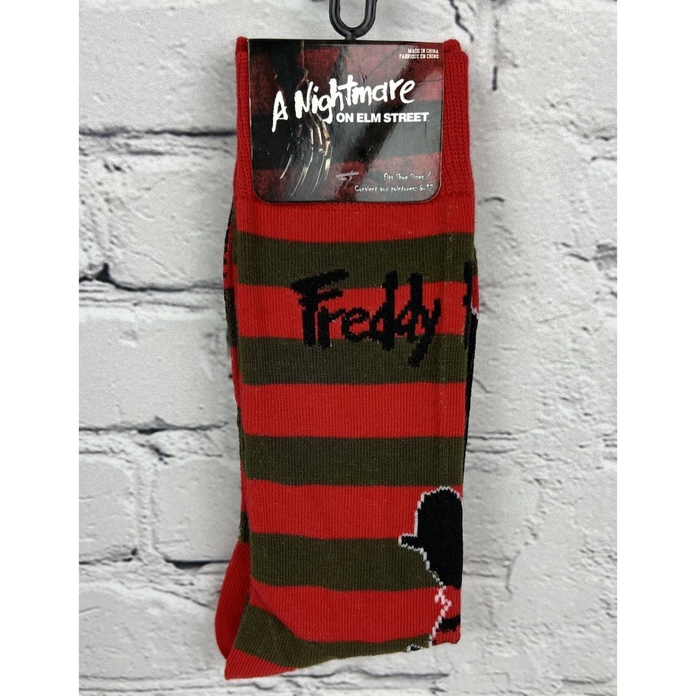 Freddy Krueger A Nightmare On Elm Street Crew Socks Shoe Sizes‎ 6-12 NEW Stripe